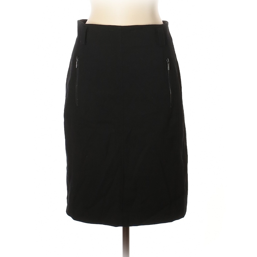 Akris Punto Black Wool Pencil Skirt Size 10 Zip Pockets Quiet Luxury